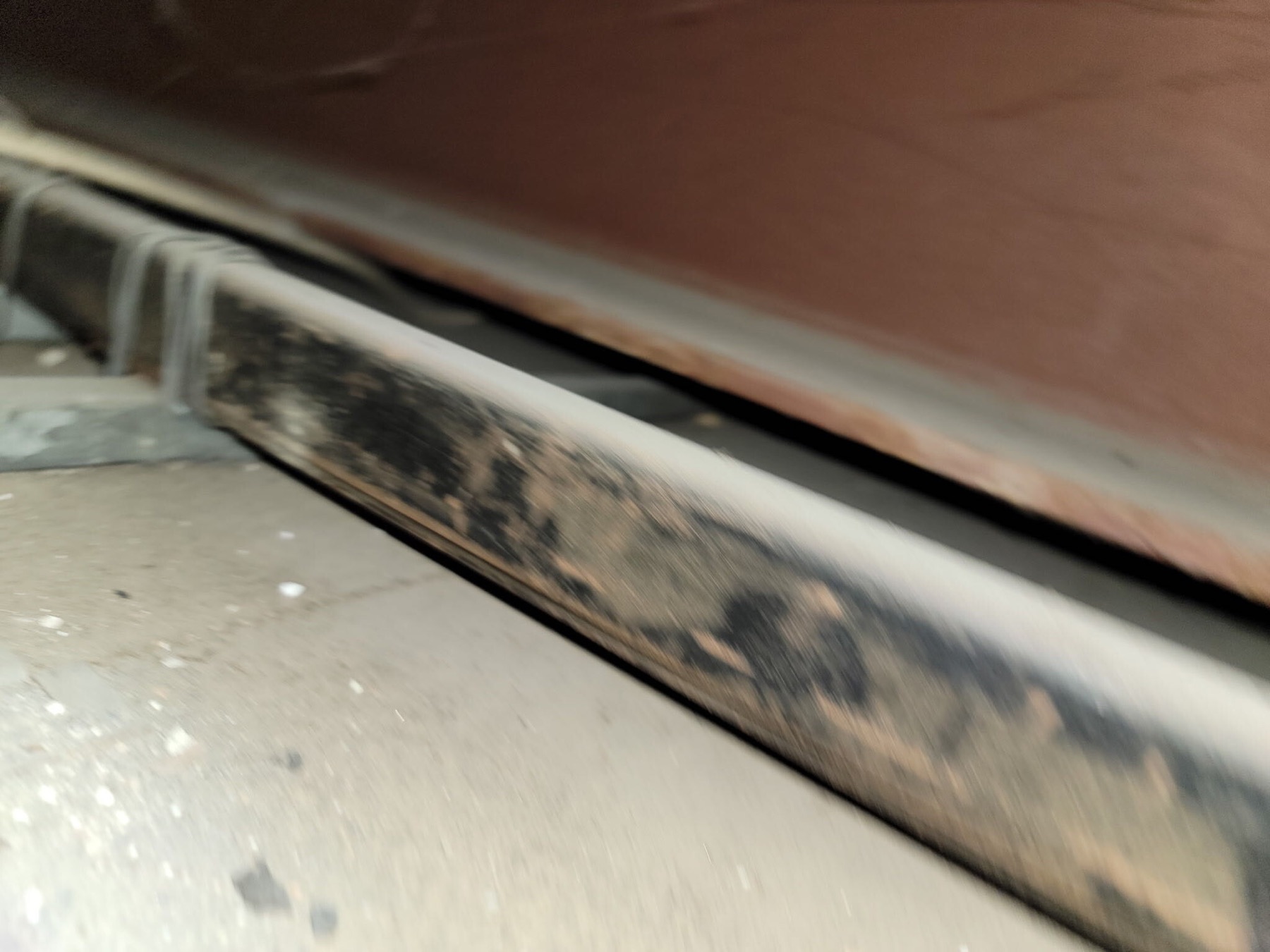 Base and wall detail during surface preparation