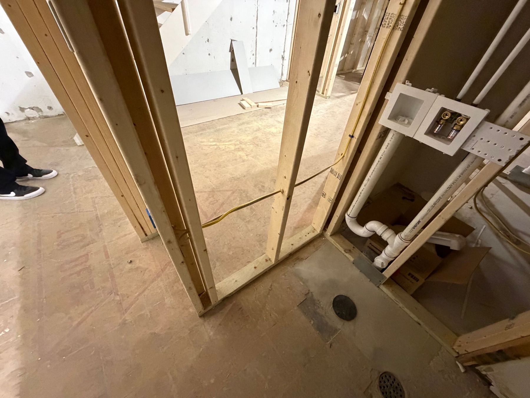 Framed room with visible electrical boxes
